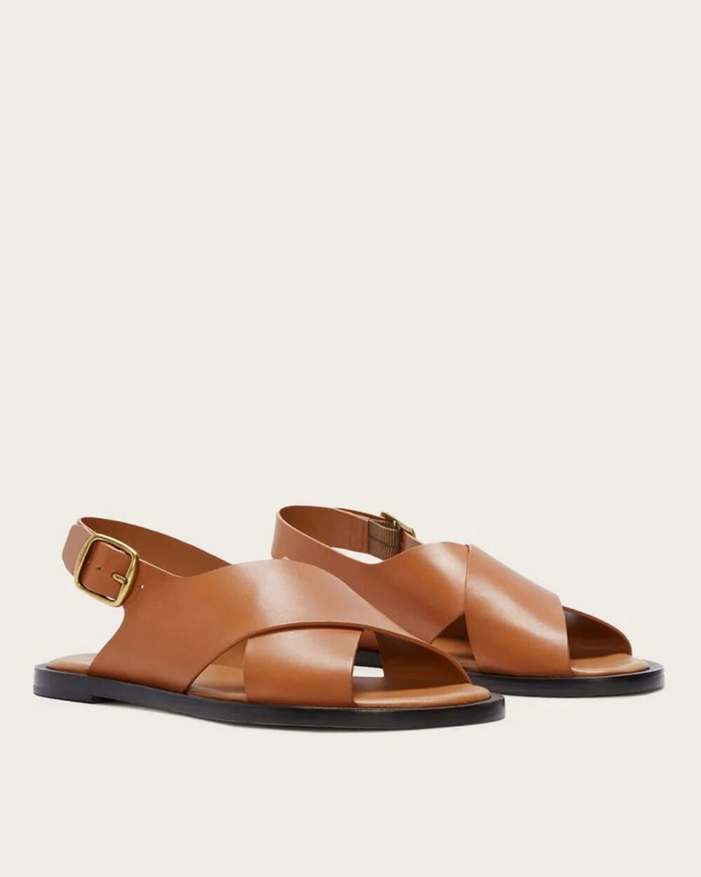 NWOT Everlane Leather Slip On City Crossover Slingback Sandal Brown Women's US 7